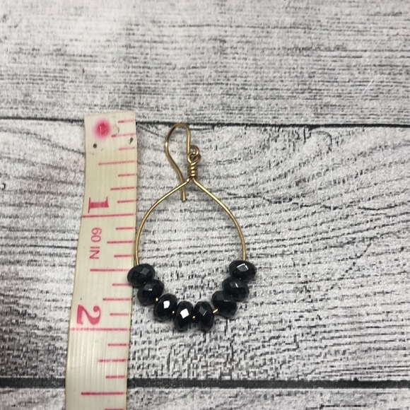 ARTISAN 14k GF hematite bead earrings boho statement - Picture 4 of 5